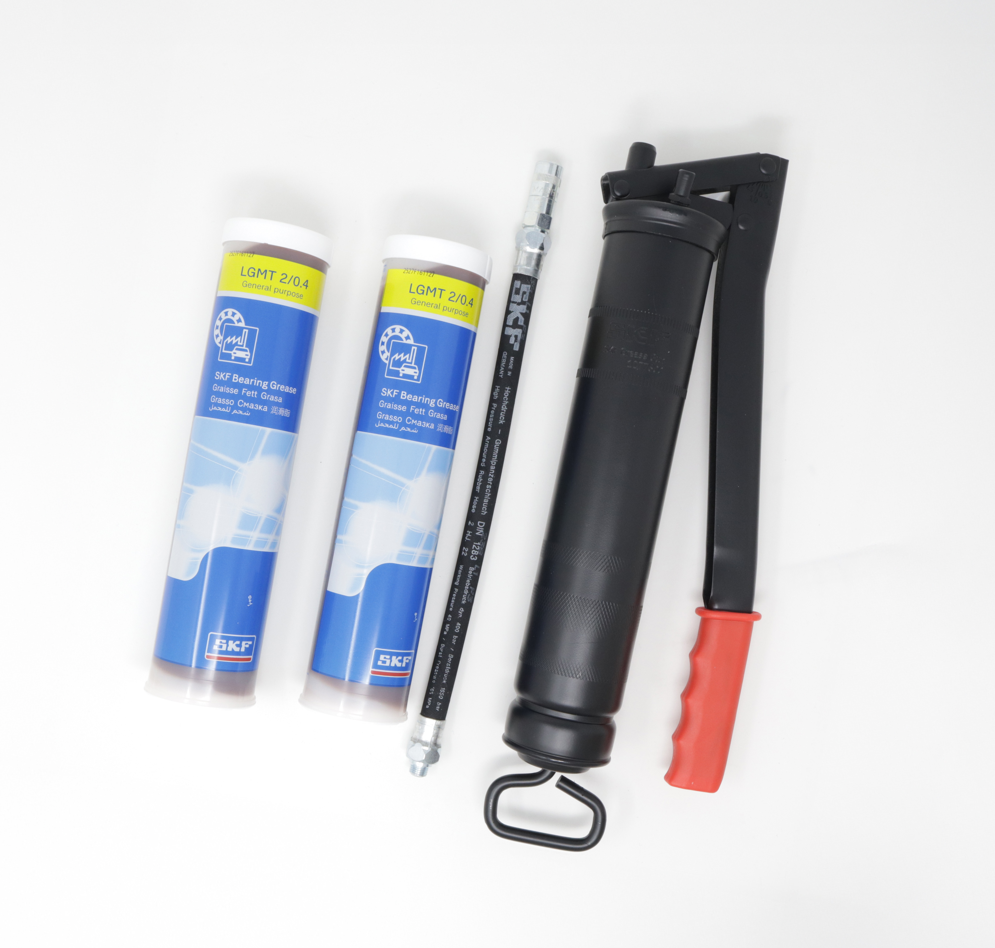 Handhebel Schmierpresse mit flexiblem Schlauch-Set inkl. 2 St. LGMT 2/0,4